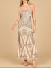 Contrast Beaded V-Neck Fitted Gown