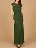 Cap Sleeve, Illusion Neck Beaded Gown