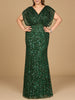 Beaded Gown with Draped Cape Sleeves