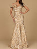 Off Shoulder Brocade Mermaid Gown