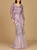 Long Sleeve V-Neck Mermaid Gown