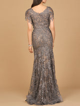 Cap Sleeve Mermaid V-neck Gown