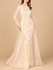 Long Sleeve Gown with Overskirt & High Neck