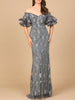 Off Shoulder Mermaid Gown with Tiered Sleeves