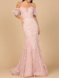 Lace, Off Shoulder Mermaid Gown