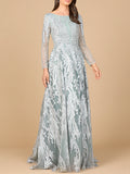 Long Sleeve, Modest Beaded Gown | 28939
