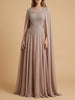 Lara 28943- Chiffon A-line Long Gown with Long Cape Sleeves