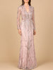 Mandarin V-Neck Gown with Long Sleeves