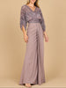 Lara 28950- Draped Skirt Gown with Cape Sleeves