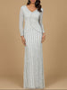 Long Sleeve Linear Beaded Gown