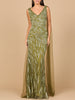V-Neck Gown with Long Cape Sleeves