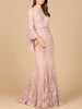Lace, V Neck, Long Bell Sleeve Gown