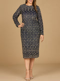 Beaded Midi Dress with Long Sleeves