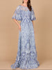 Embroidered, Cape Sleeve A-line Gown