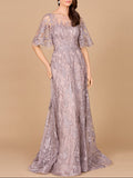 Modest, Cape Sleeve A-line Gown
