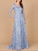 Illusion Neckline, Long Sleeves Gown