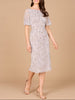 Beaded Midi Dress with Cape Sleeves