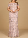 Off Shoulder Mermaid Gown with Short Sleeves