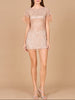 Short Sleeve Cocktail Dress with Feathers