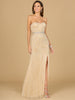 Strapless Beaded Gown with Slit  - OUTLET