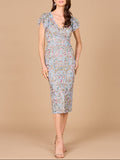 Floral Beaded Midi Dress