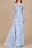 Asymmetrical Overlay Gown with Sleeves
