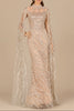 High Neck Gown with Long Cape Sleeves