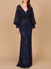 Long Bishop Sleeve Lace Gown