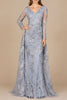 Lace Long Sleeve Gown with Overskirt