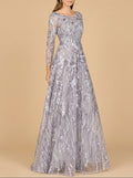 Long Sleeve Modest A-line Gown