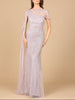 One Shoulder Fitted Gown with Cape Sleeve | Lara 29051