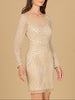 Long Sleeve Cocktail Dress with Illusion Neckline