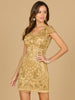 Gold Cap Sleeve Cocktail Dress
