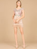 Cap Sleeve Cocktail Gown with Fringes