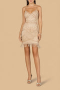 Spaghetti Strap Cocktail Dress with Fringes