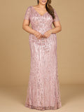 Short Sleeve, Beaded Mermaid Gown