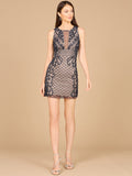 Illusion Neck Beaded Short New Year's Eve Dress  - OUTLET