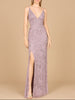 Embellished Gown with Slit And Spaghetti Straps  - OUTLET