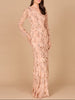 Beaded Dress with Sheer Long Sleeves