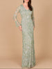 Beaded Dress with Sheer Long Sleeves