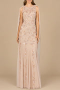Mermaid Beaded Dress with Long Cape - OUTLET