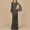 Bell Sleeved High Neck Beaded Gown