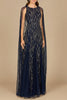 Elegant Beaded Dress with Long Cape