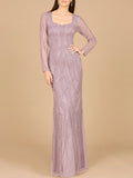 V Neck Beaded Long Sleeve Dress