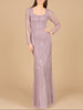 V Neck Beaded Long Sleeve Dress