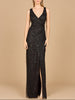 Beaded Black Gown with Slit