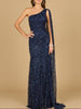 One Shoulder Cape Gown