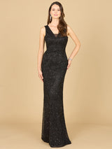 Cowl Draped Back Beaded Dress