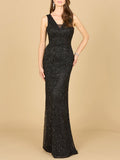 Cowl Draped Back Beaded Dress