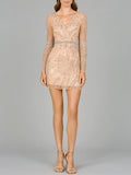 Long Sleeve V-Neck Cocktail Dress
